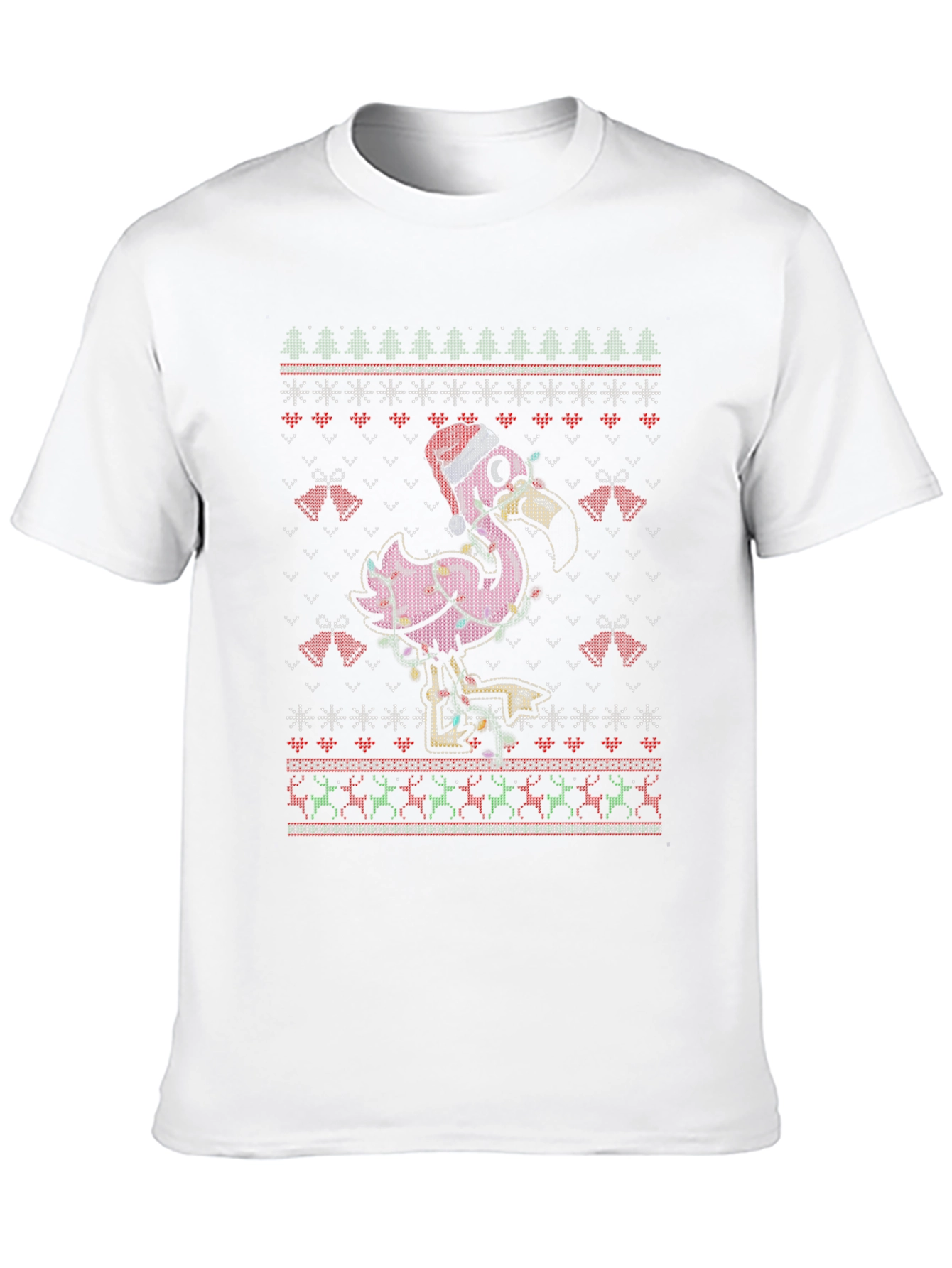 Festive Flamingo Ugly Christmas Sweater T-Shirt