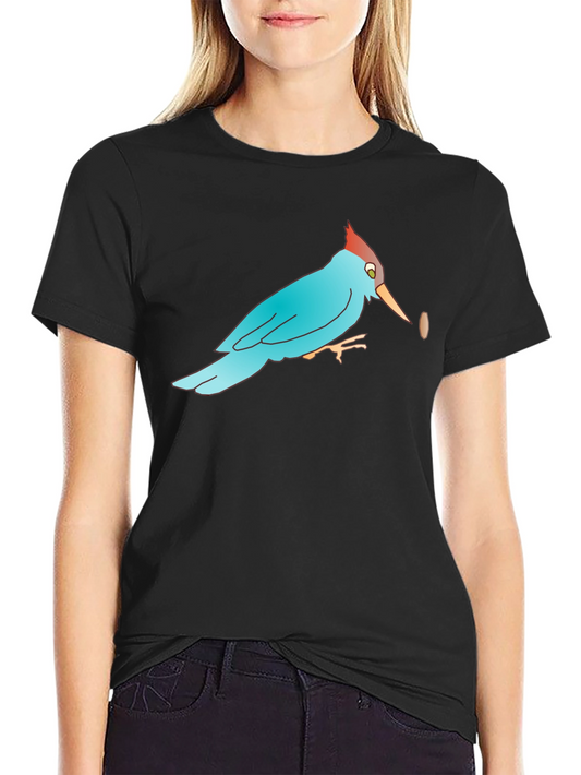 Bird with Bean Graphic Black T-Shirt