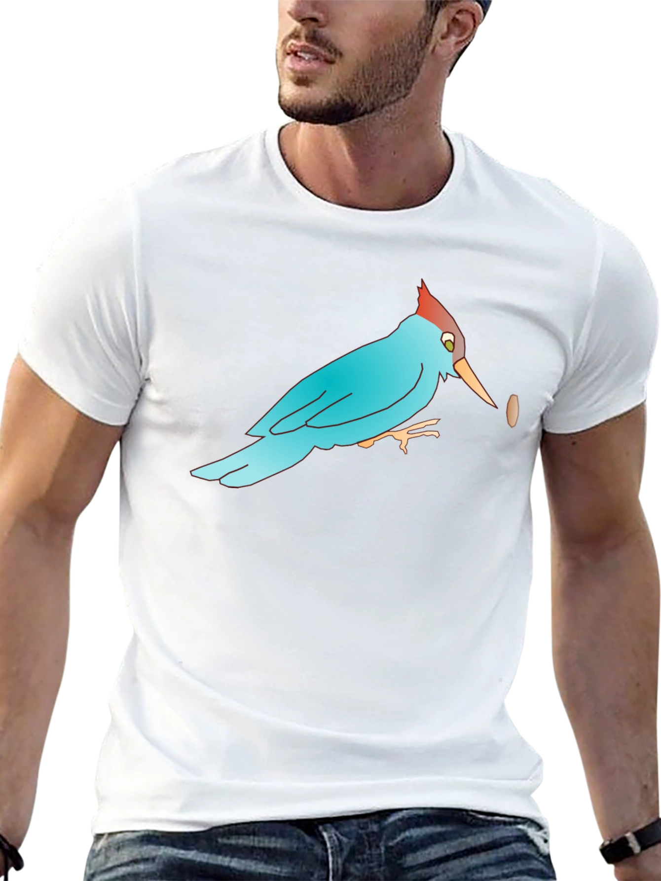 Bird with Bean Graphic Black T-Shirt