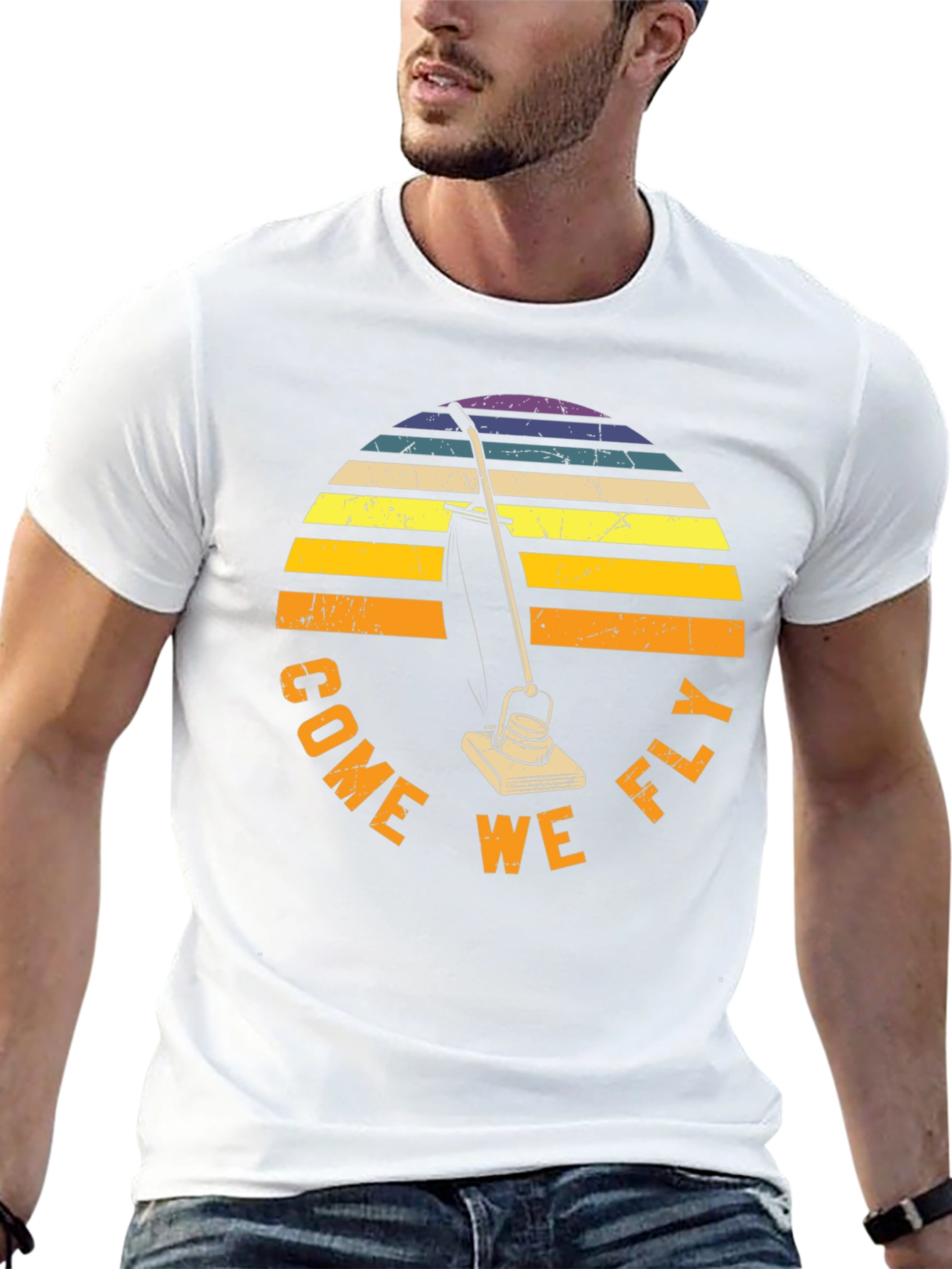 Come We Fly Vacuum T-Shirt Retro Sunset Tee