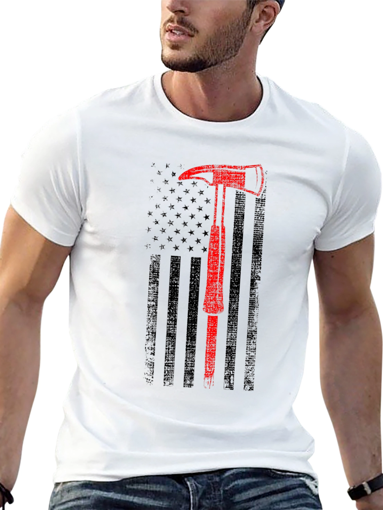 Firefighter Axe American Flag T-Shirt
