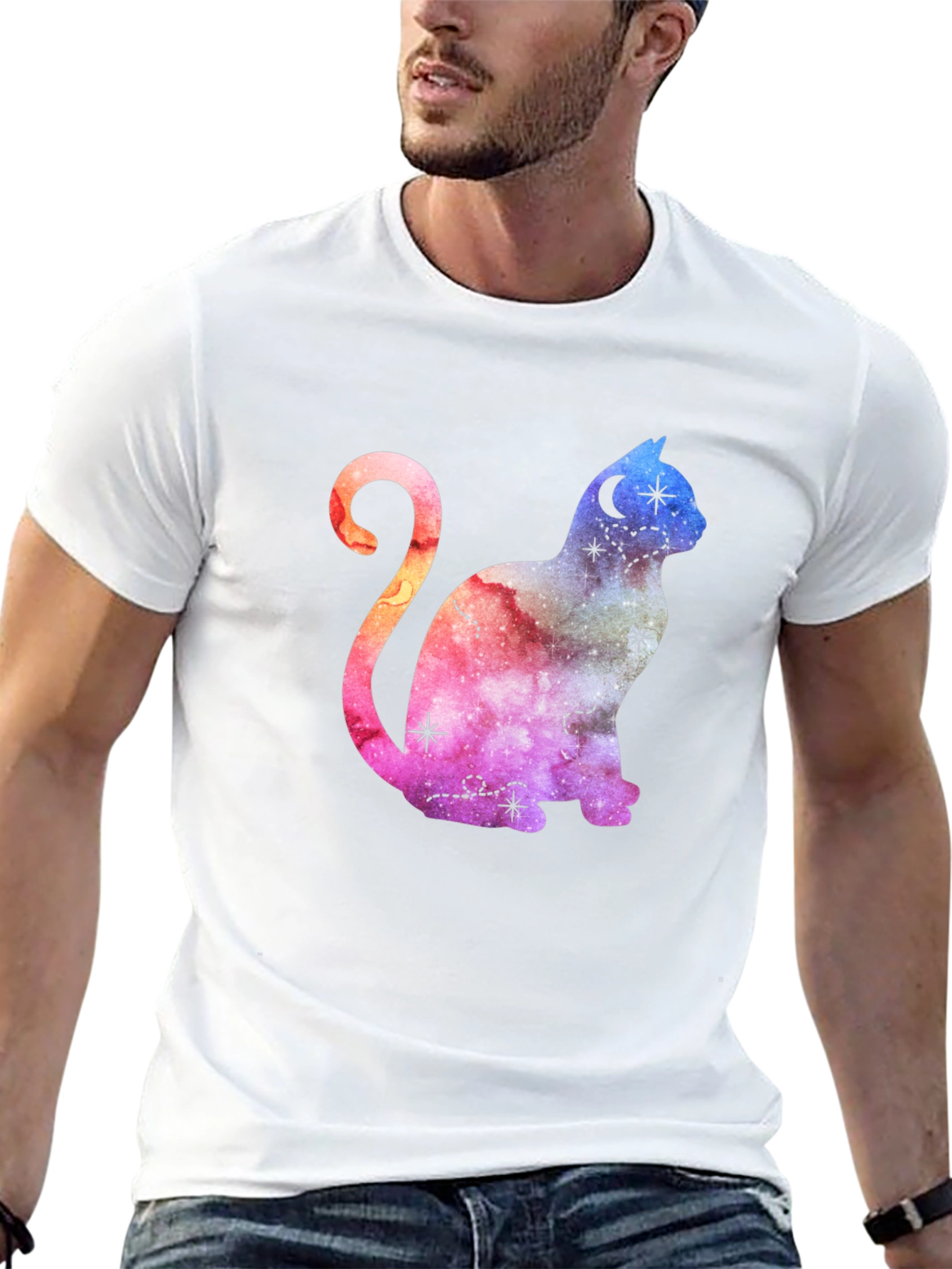 Cosmic Cat Graphic T-Shirt - Stylish Unisex Tee