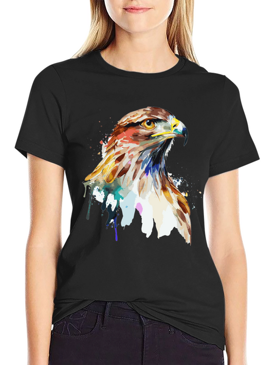 Watercolor Hawk Graphic Tee - Mens Black T-Shirt