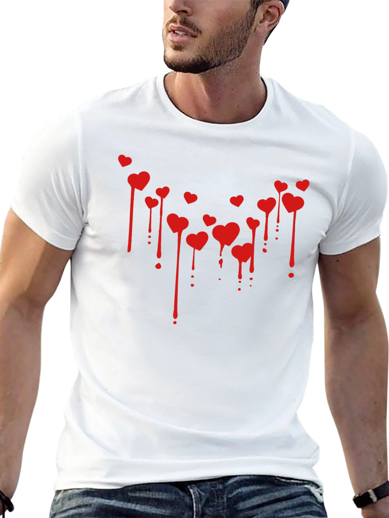 Bleeding Hearts Graphic Tee - Valentines Day Black T-Shirt