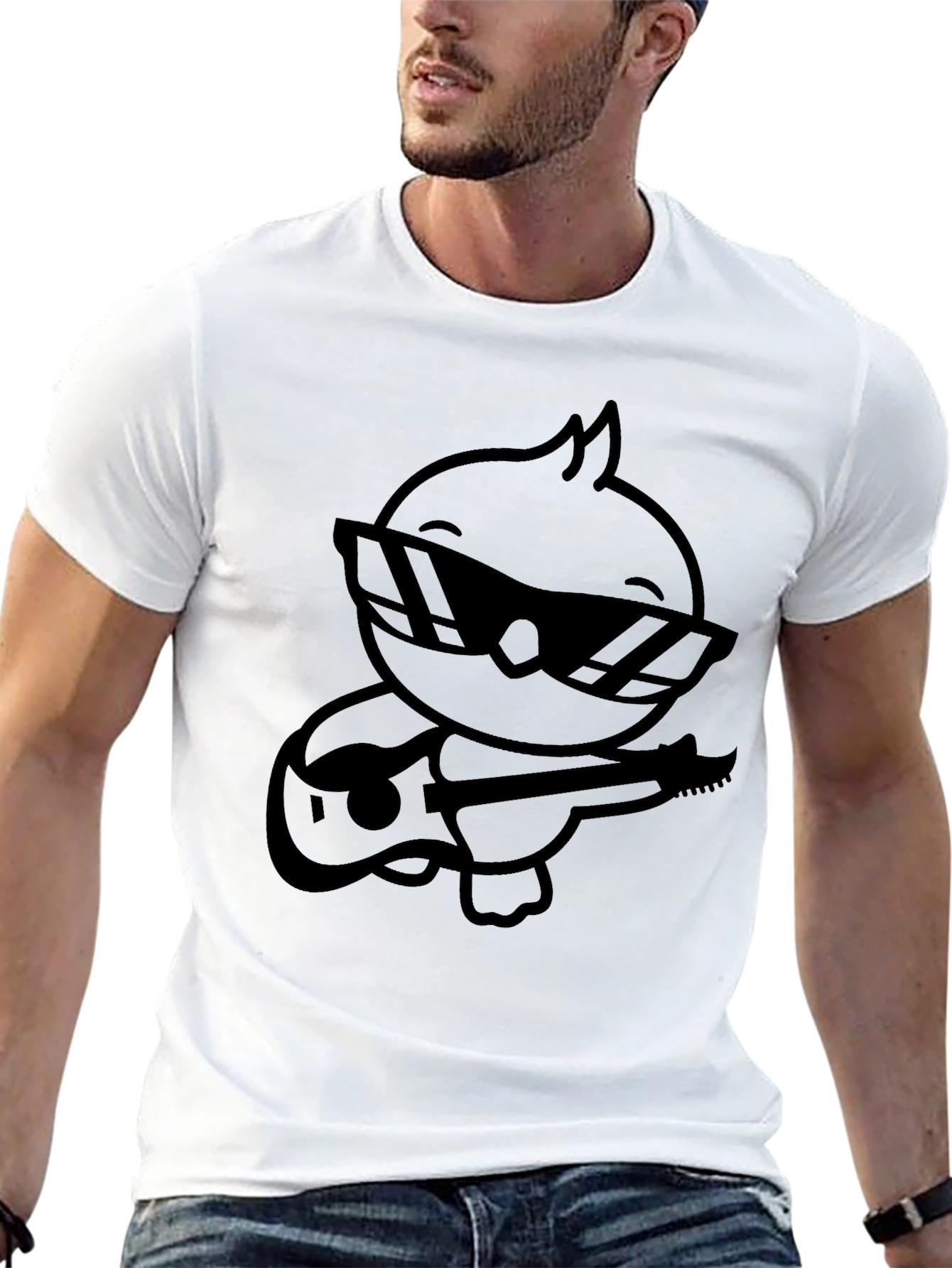 Cool Chick Guitar Player Black T-Shirt