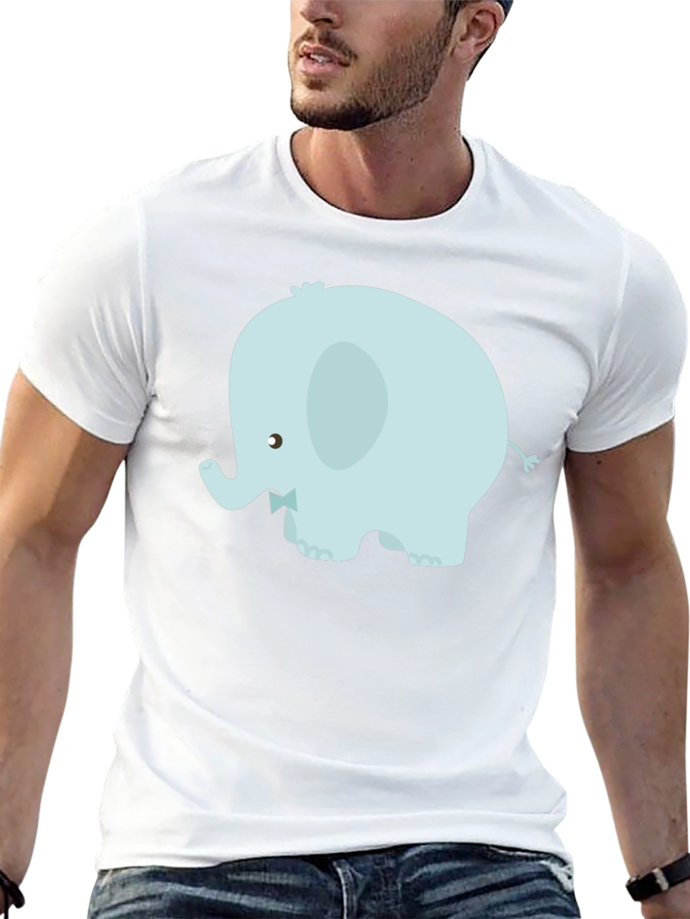 Cute Elephant Graphic Tee - Black Cotton Blend
