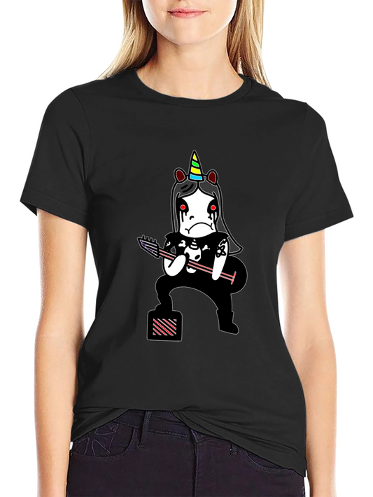 Emo Unicorn Guitarist Black T-Shirt