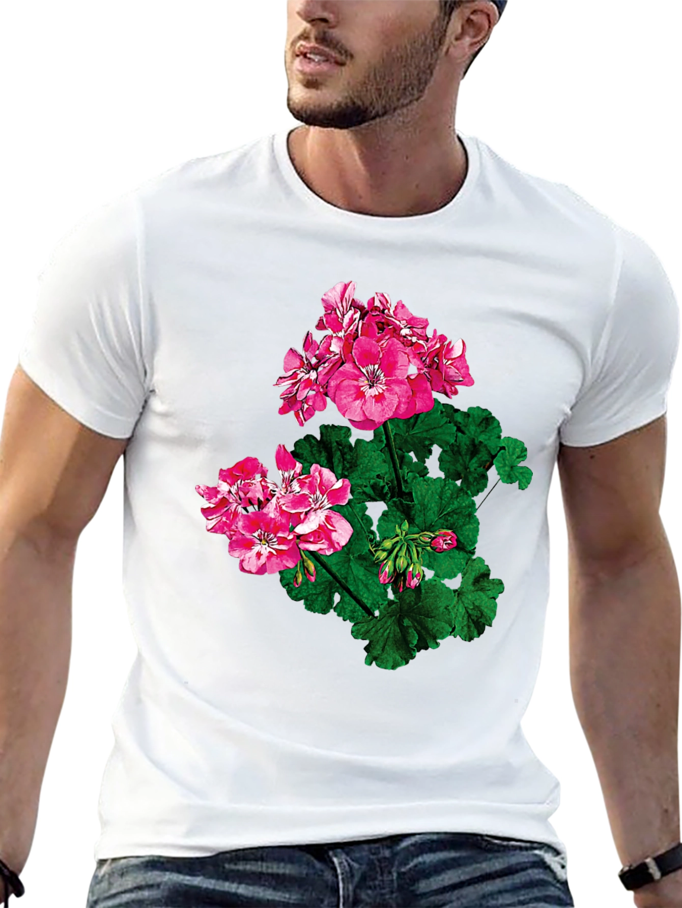 Floral Print Black T-Shirt for Men