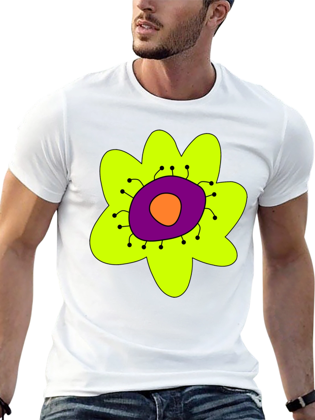 Funky Flower Graphic T-Shirt - Black Tee