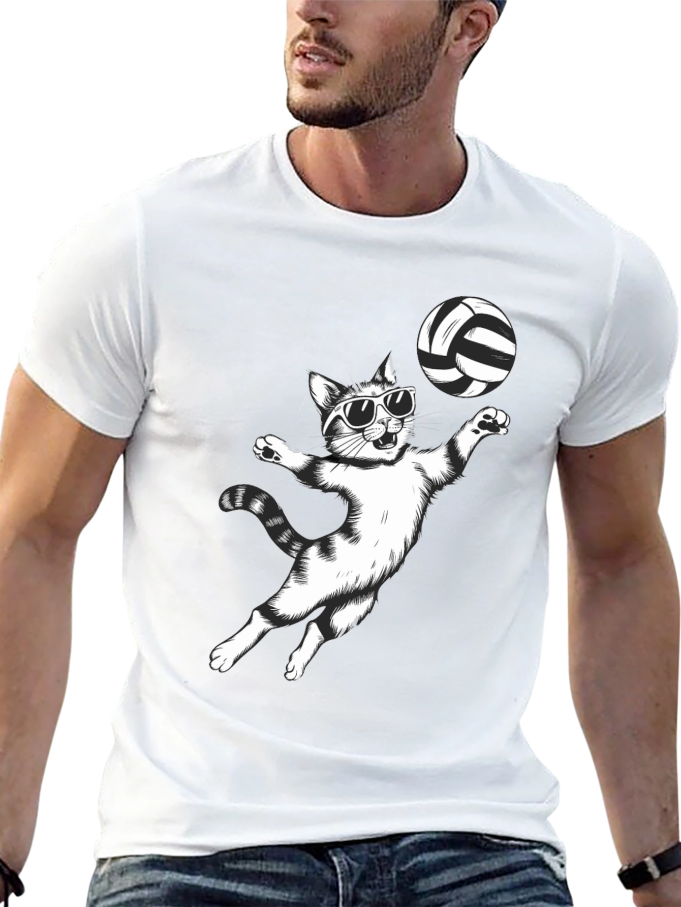 Volleyball Cat Graphic Tee - Funny T-Shirt