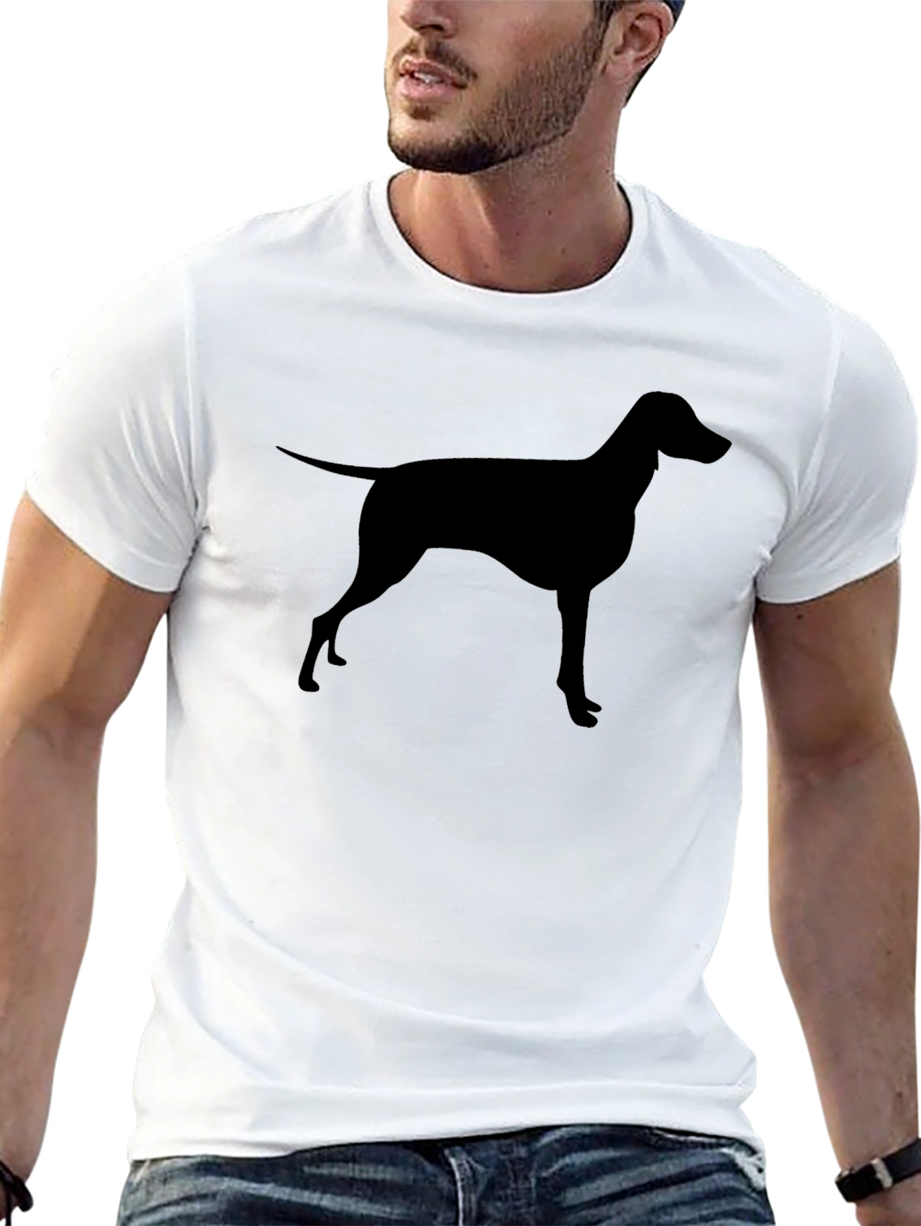 Dog Silhouette Black T-Shirt - Modern Design