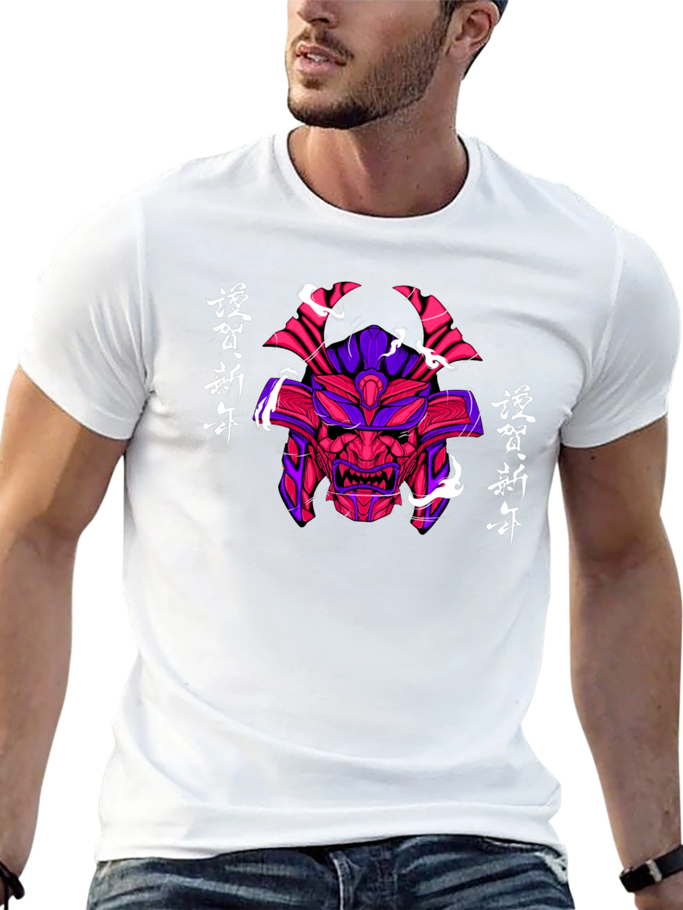 Samurai Mask Graphic Tee - Japanese Style
