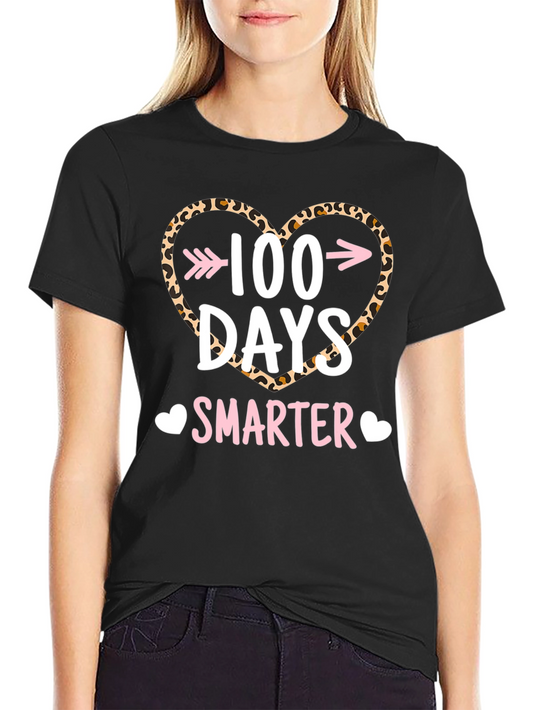 100 Days Smarter Leopard Heart T-Shirt