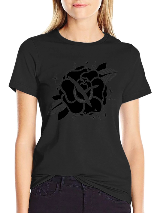 Black Rose Tattoo Graphic Tee - Mens Casual Shirt