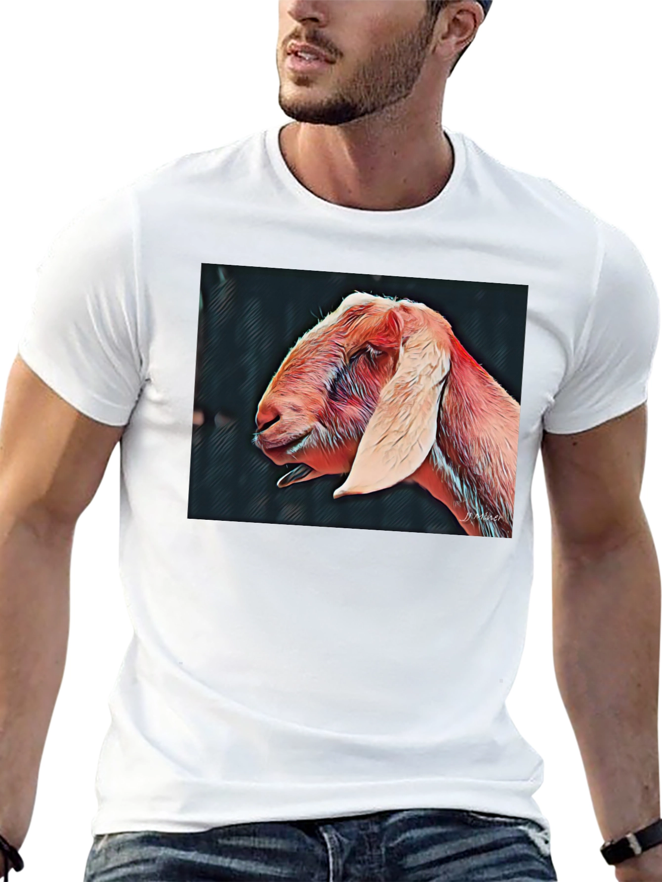 Goat Portrait Black T-Shirt