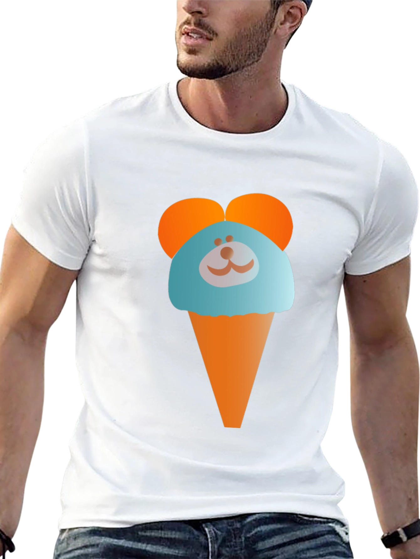 Cute Cartoon Ice Cream Bear Graphic T-Shirt