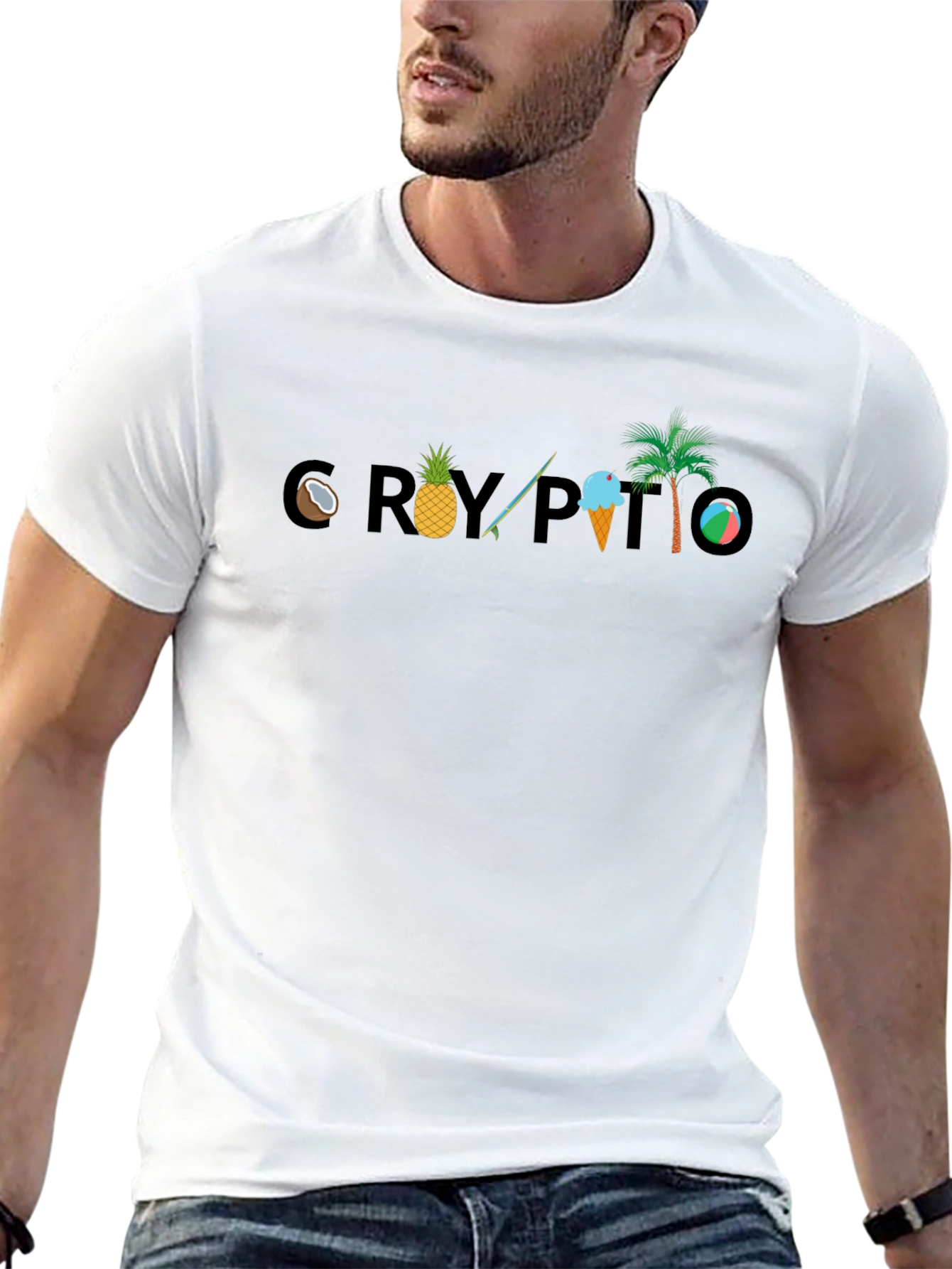 Crypto Summer T-Shirt Black Beach Theme
