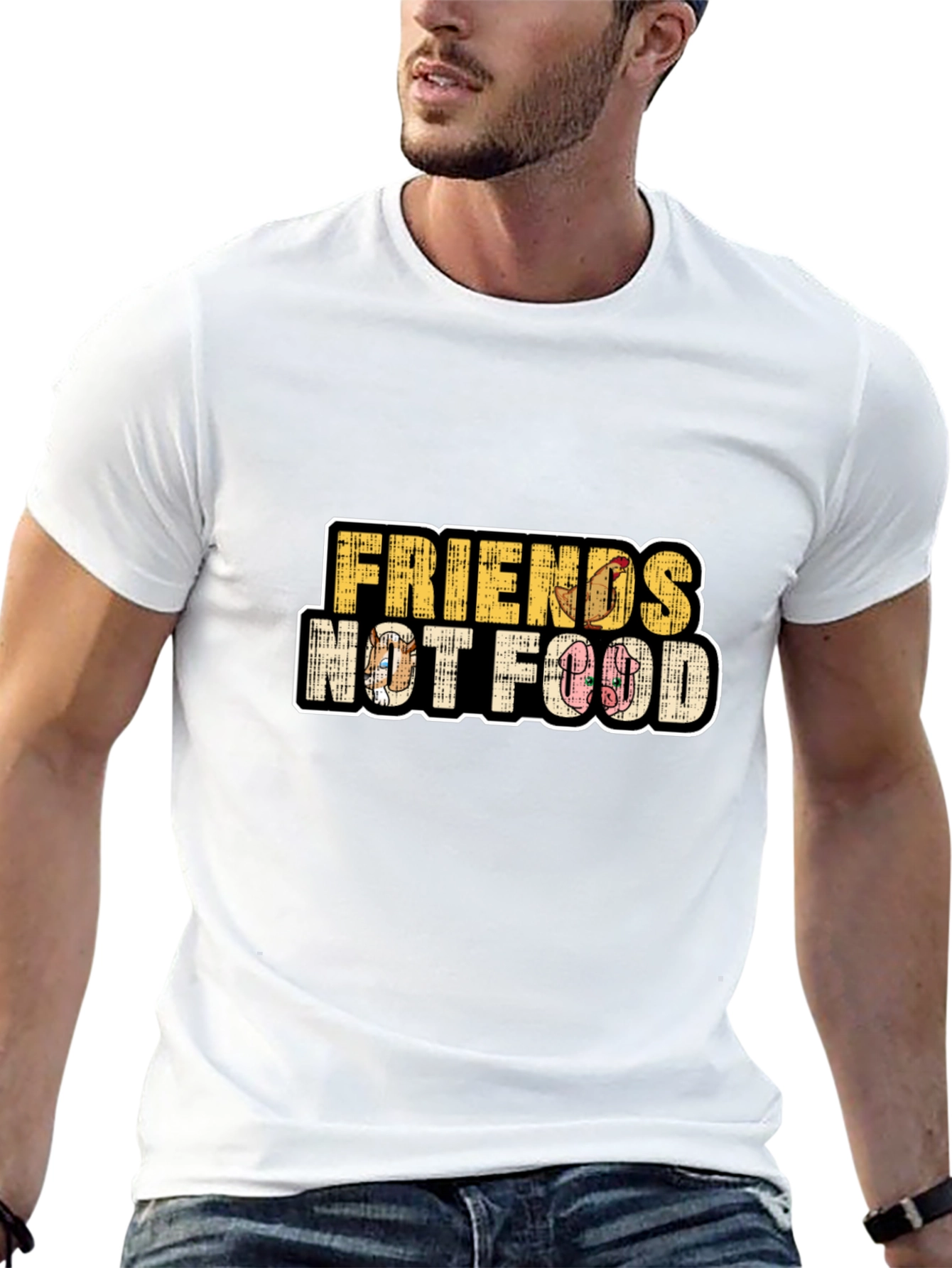 Friends Not Food T-Shirt - Vegan Animal Rights Tee
