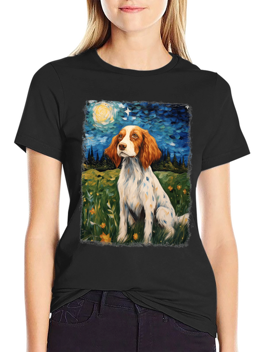 Brittany Spaniel Starry Night Graphic Tee