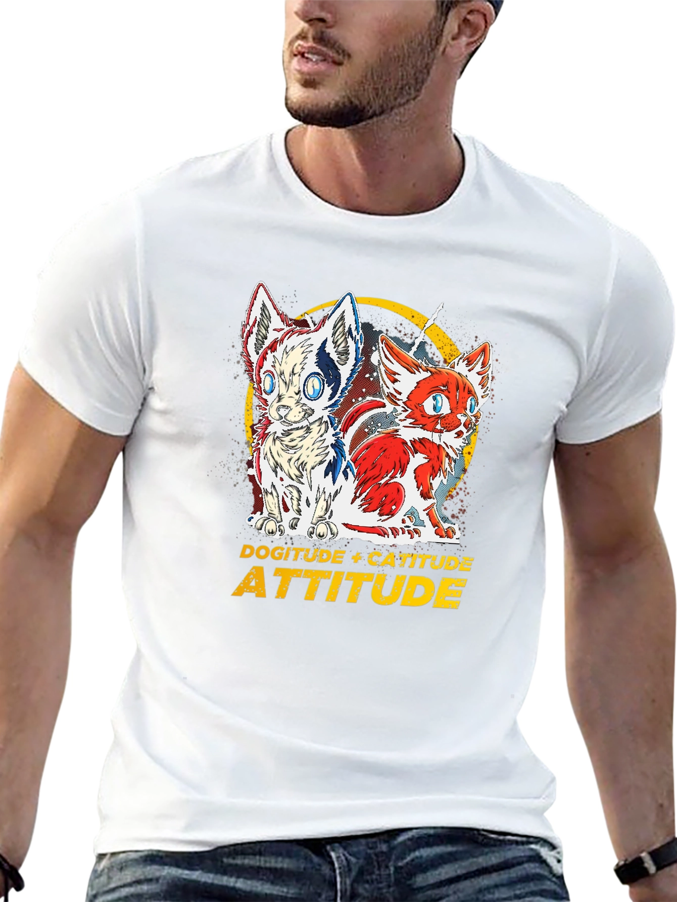 Dogitude Catitude Attitude Graphic T-Shirt