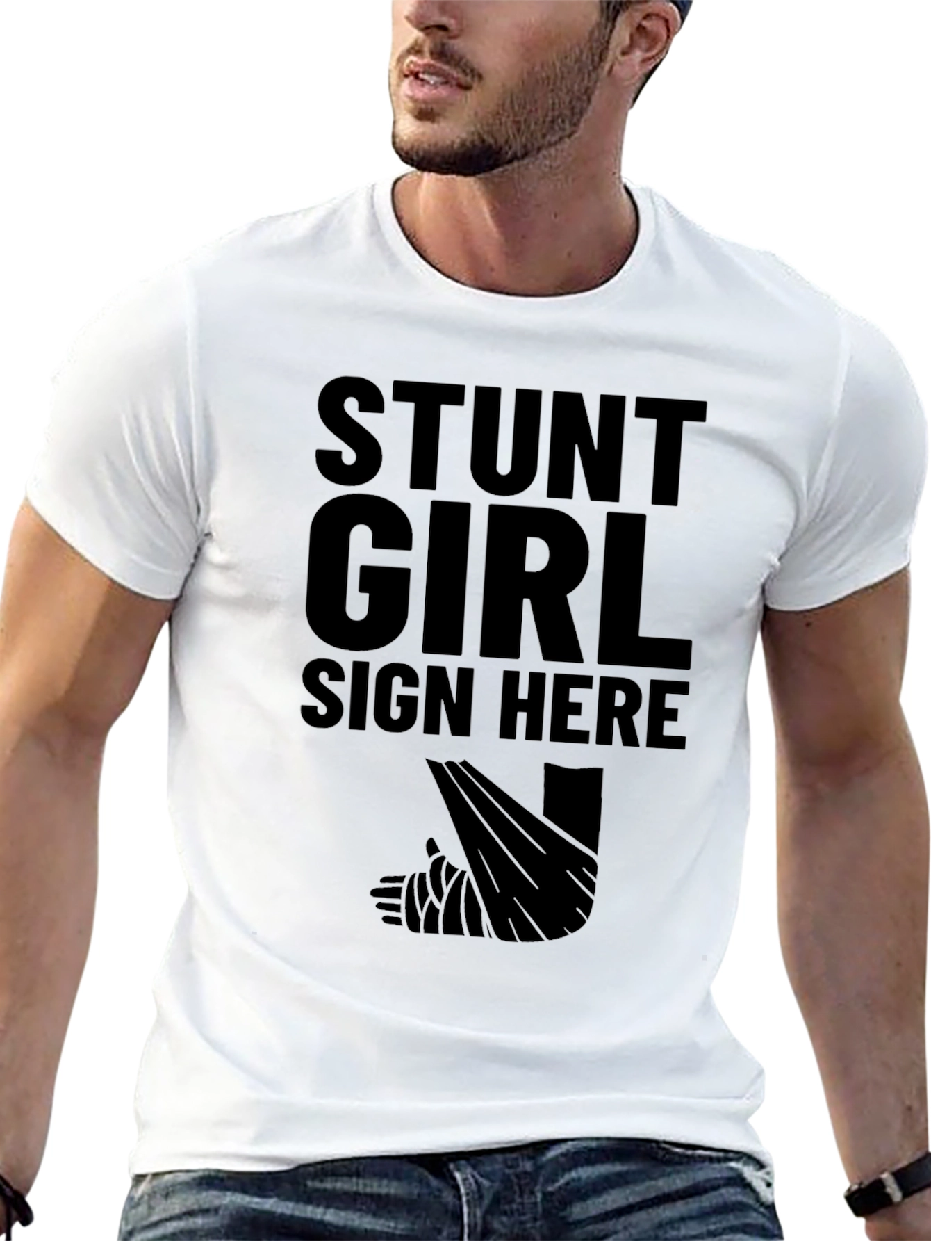 Stunt Girl Sign Here Black T-Shirt