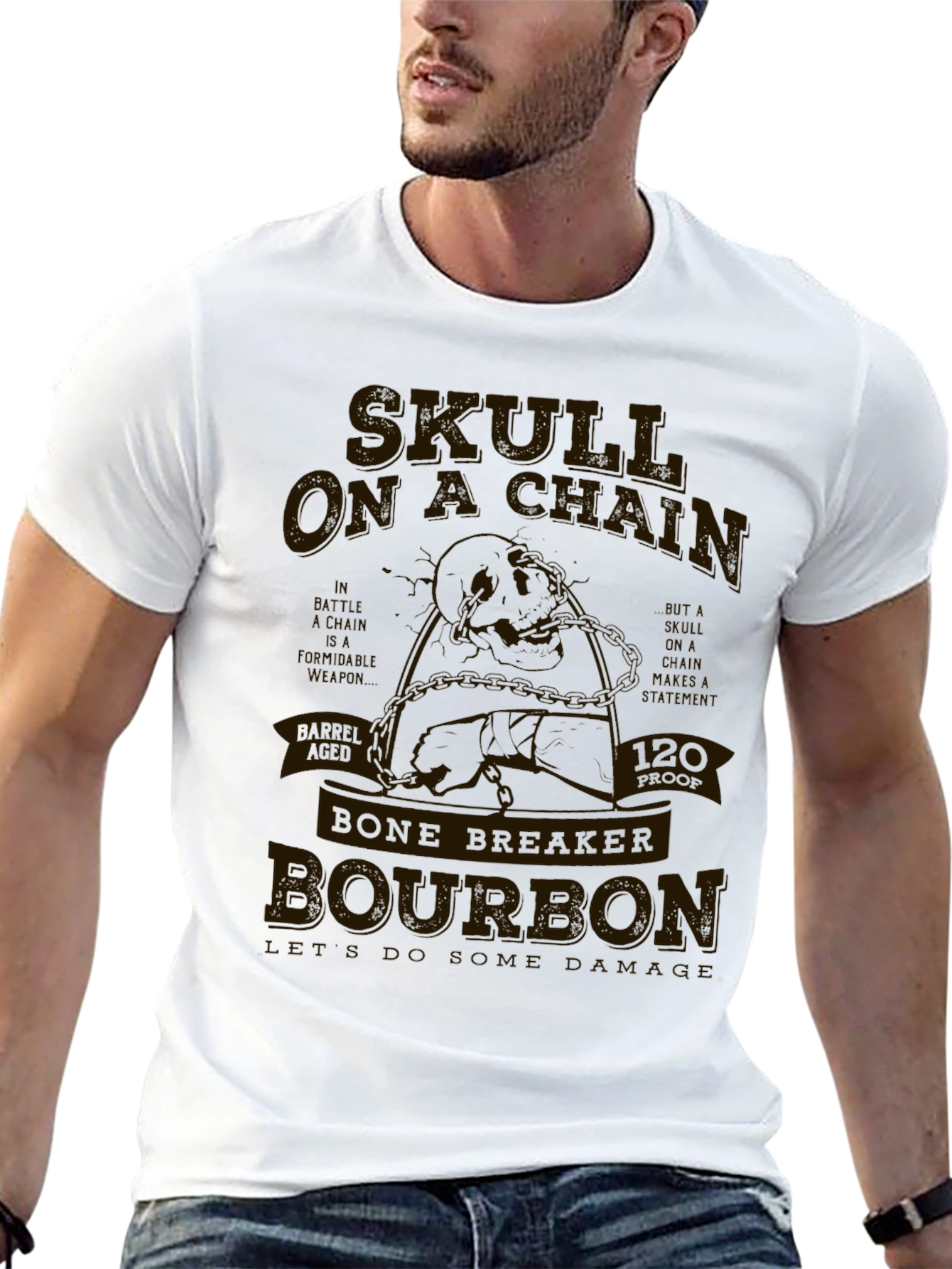 Skull on a Chain Bone Breaker Bourbon Tee