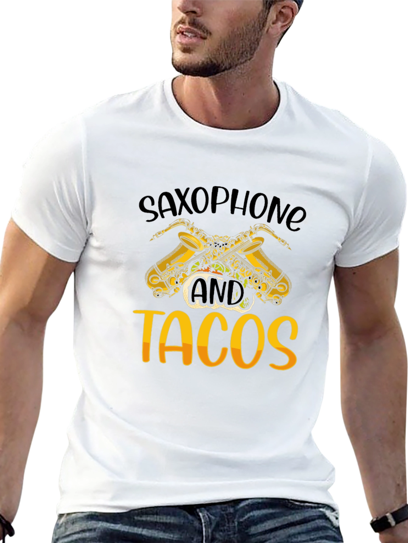 Saxophone and Tacos Graphic T-Shirt