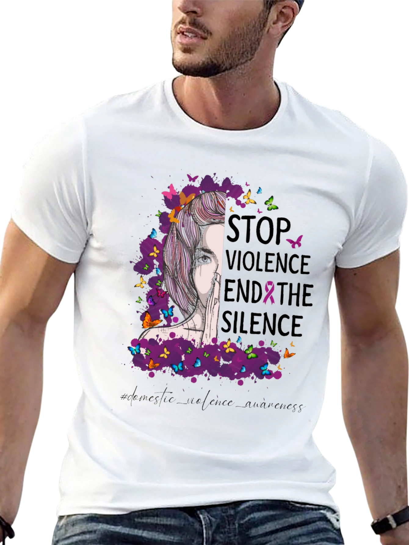 Stop Violence Awareness T-Shirt - Butterfly Design