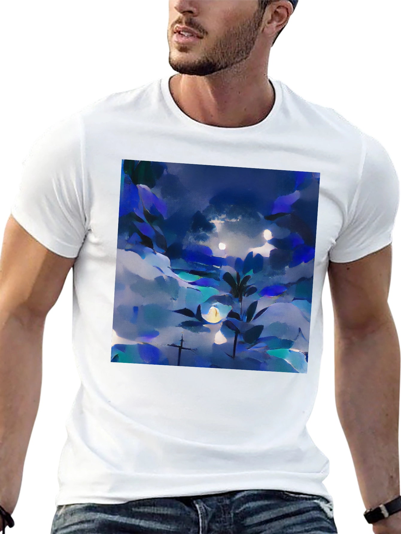 Abstract Nightscape Graphic Tee - Black Unisex T-Shirt