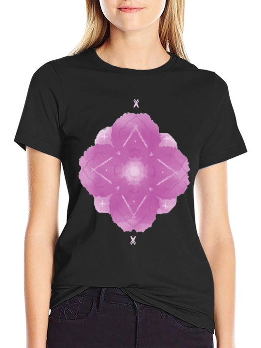 Abstract Floral Print Black T-Shirt