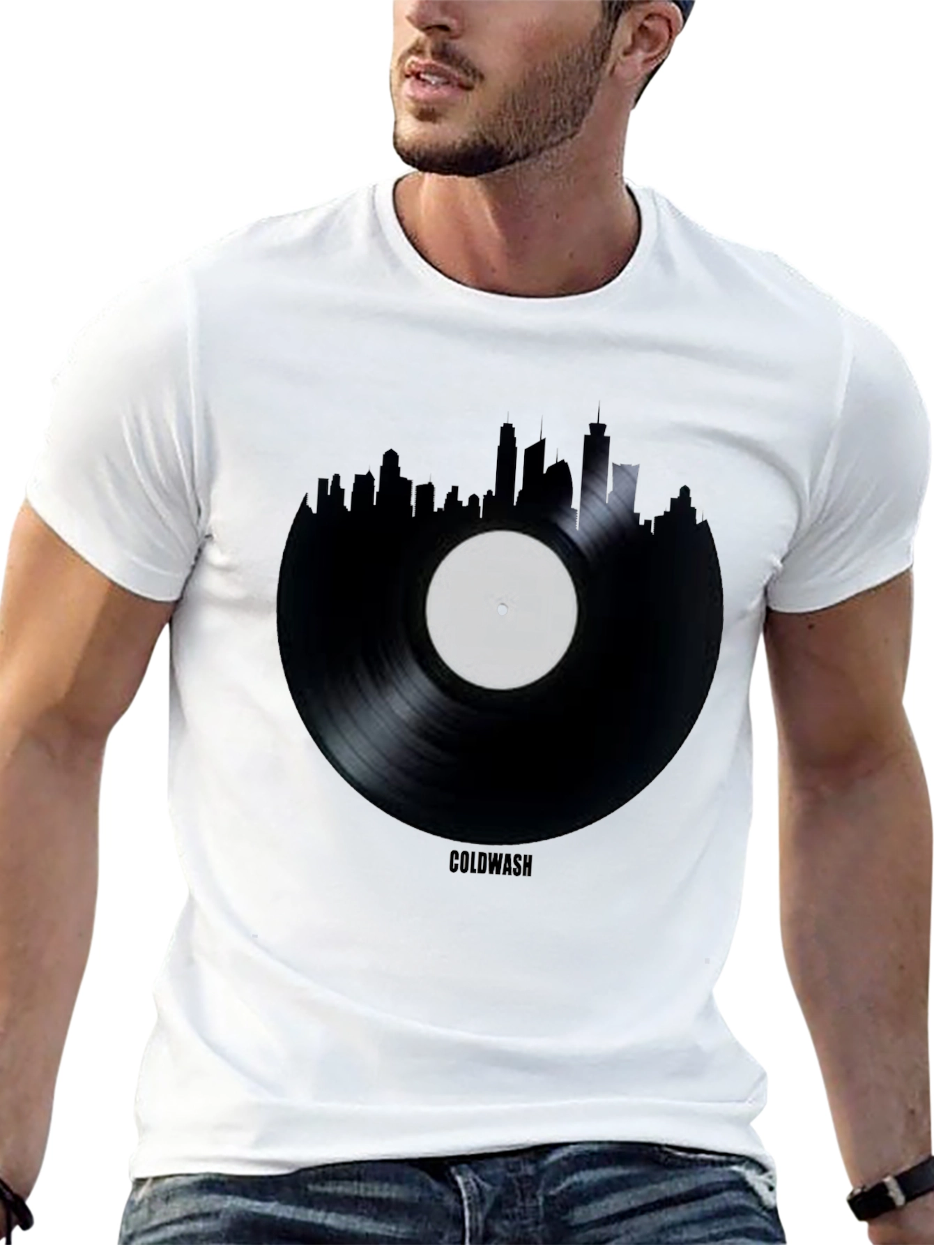 Coldwash Vinyl Record Skyline Graphic Tee