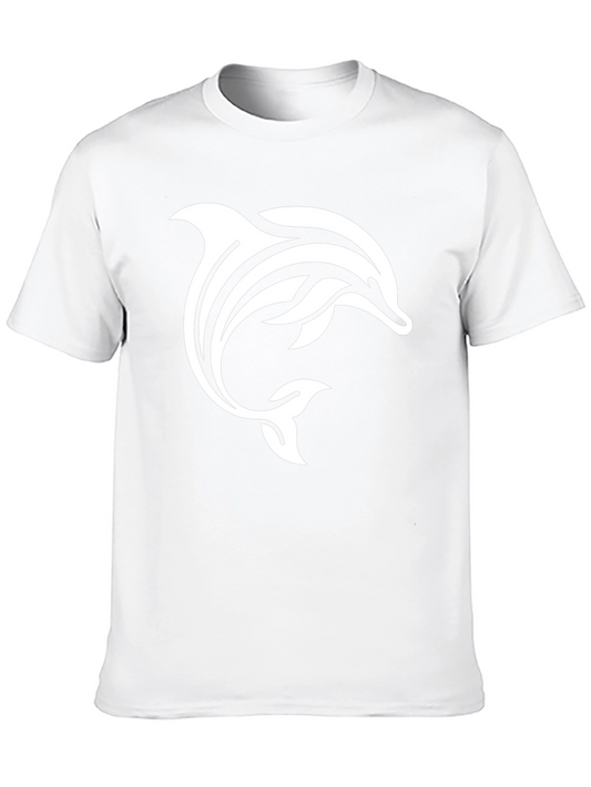 Black T-Shirt with White Dolphin Design