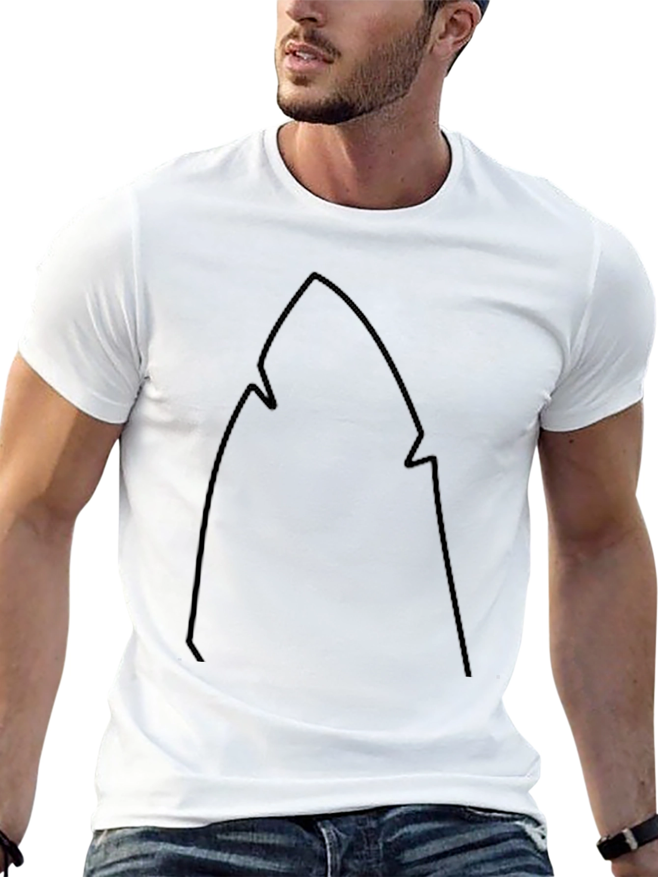Shark Fin Outline Black T-Shirt - Casual Style