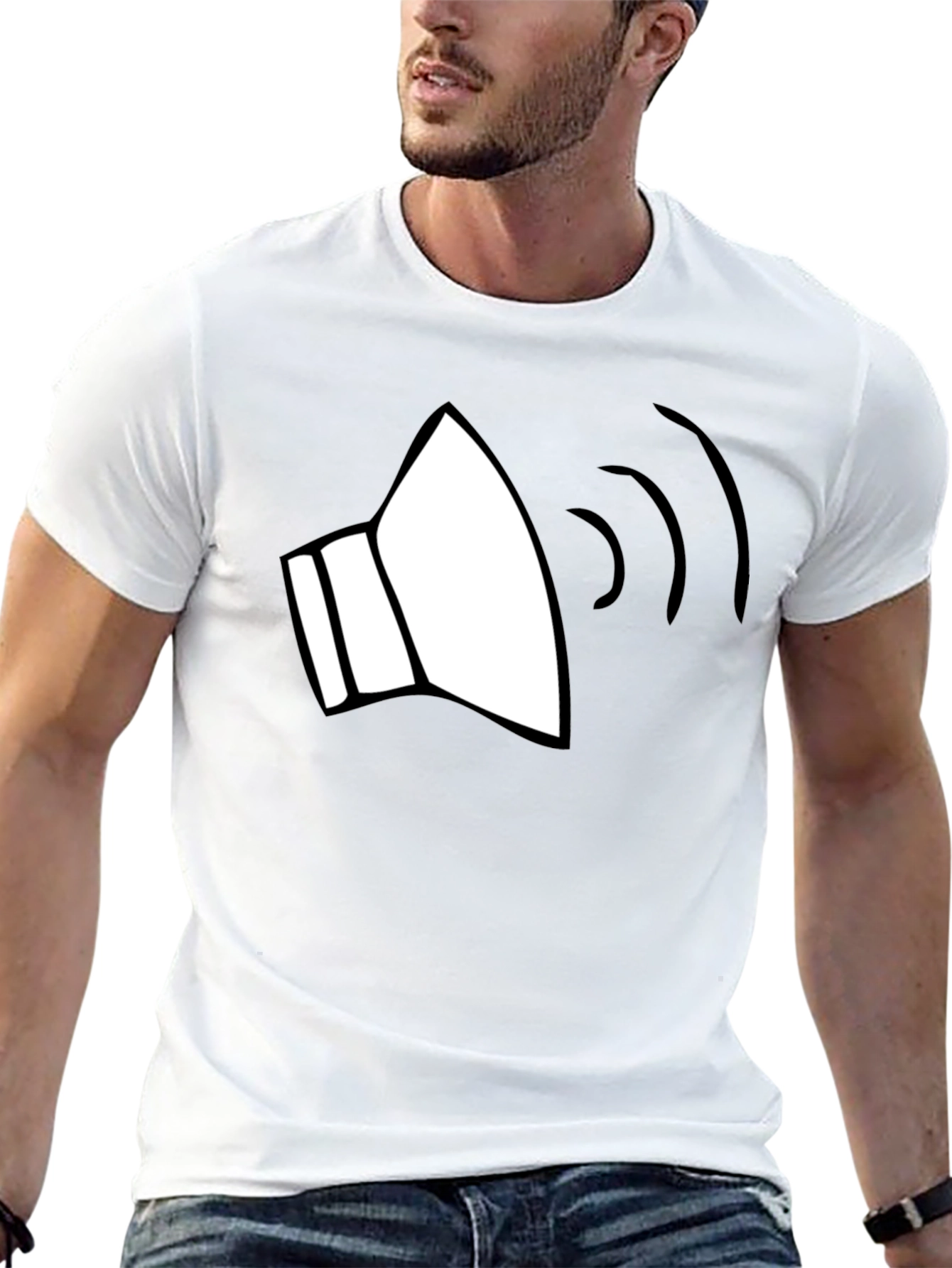 Sound Wave Graphic Tee - Black Cotton Blend