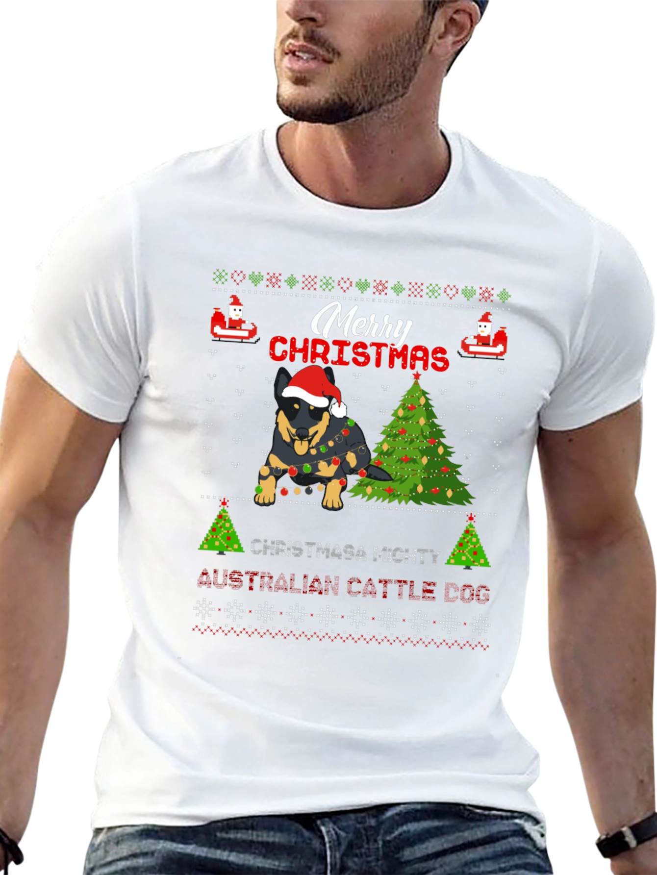 Christmas Australian Cattle Dog Ugly Sweater T-Shirt