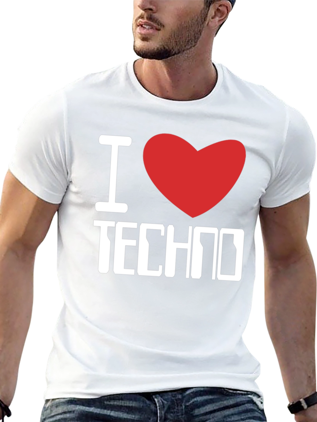 I Love Techno Black T-Shirt - Music Lover Tee