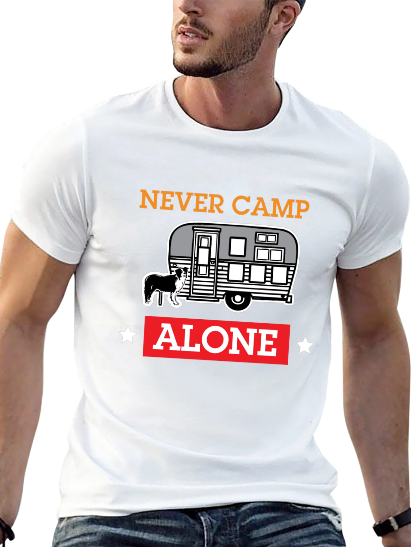 Never Camp Alone Dog Camper T-Shirt