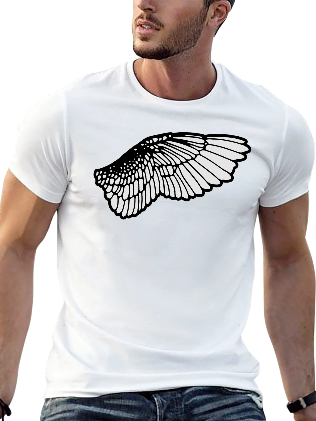 Black T-Shirt with Wing Graphic