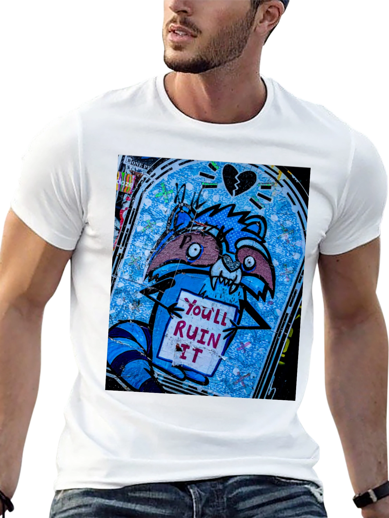 Ruin It Raccoon T-Shirt - Graffiti Style Tee