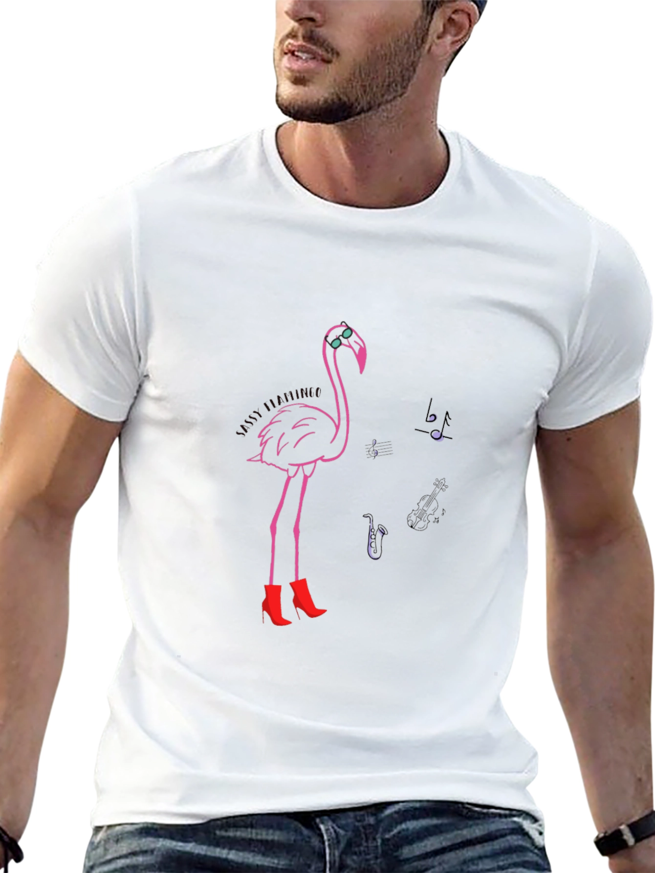 Funky Flamingo T-Shirt - Black