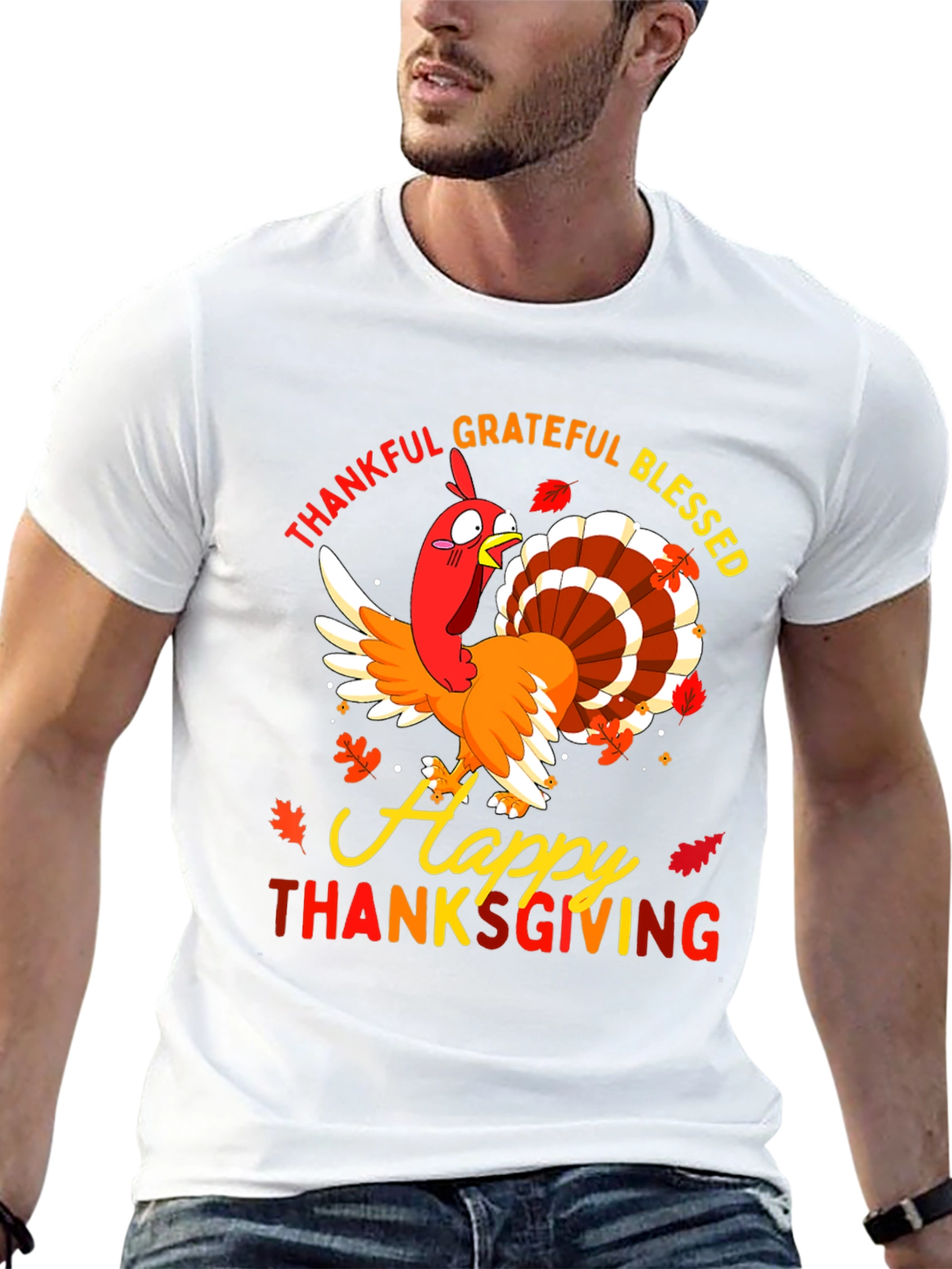 Thankful Grateful Blessed Thanksgiving Turkey T-Shirt