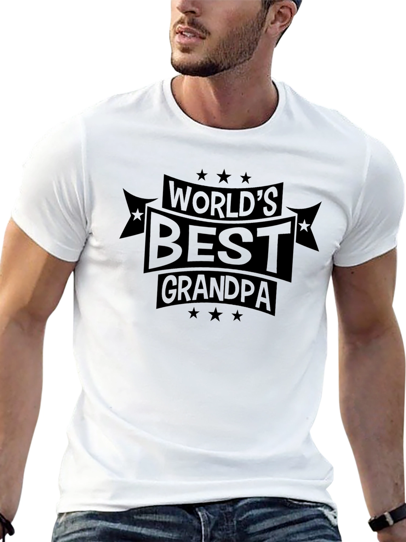Worlds Best Grandpa Black Graphic T-Shirt