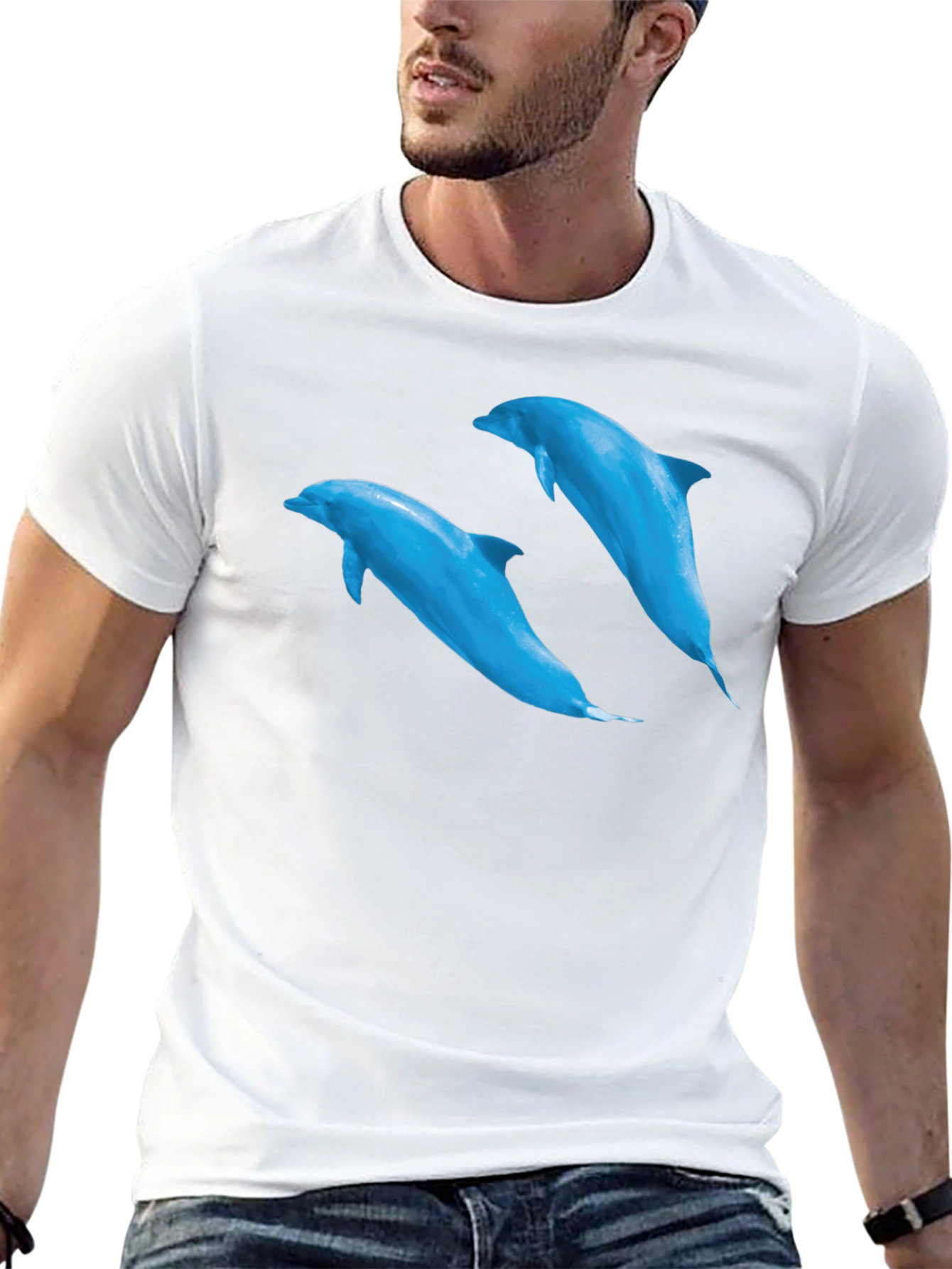 Dolphin Graphic Tee - Black Short Sleeve T-Shirt