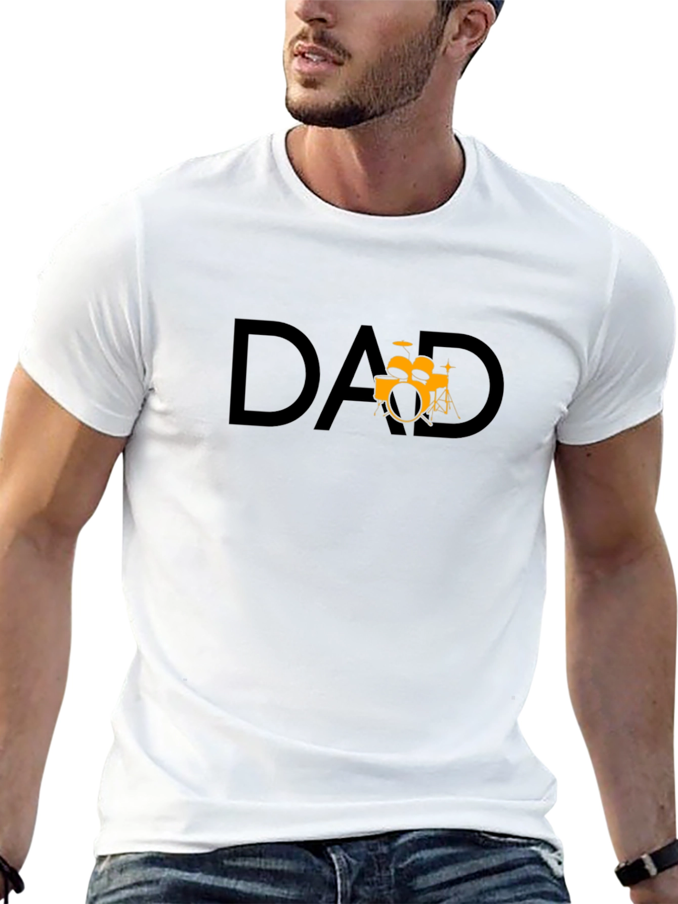 Dad Drum Set Graphic T-Shirt - Black Cotton Tee