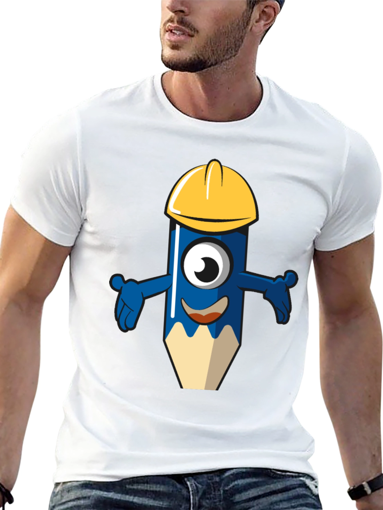Cartoon Construction Pencil T-Shirt