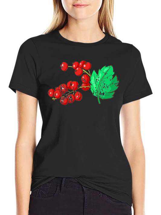 Berries & Leaf Graphic Tee - Casual Comfort