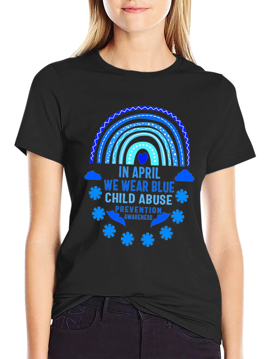 April Child Abuse Awareness Blue Rainbow T-Shirt