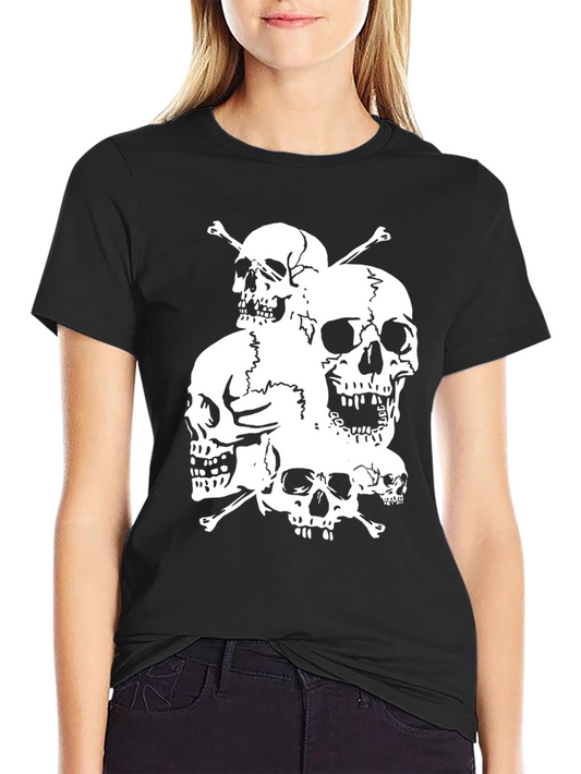 Skull Pile Graphic Tee - Black Cotton T-Shirt