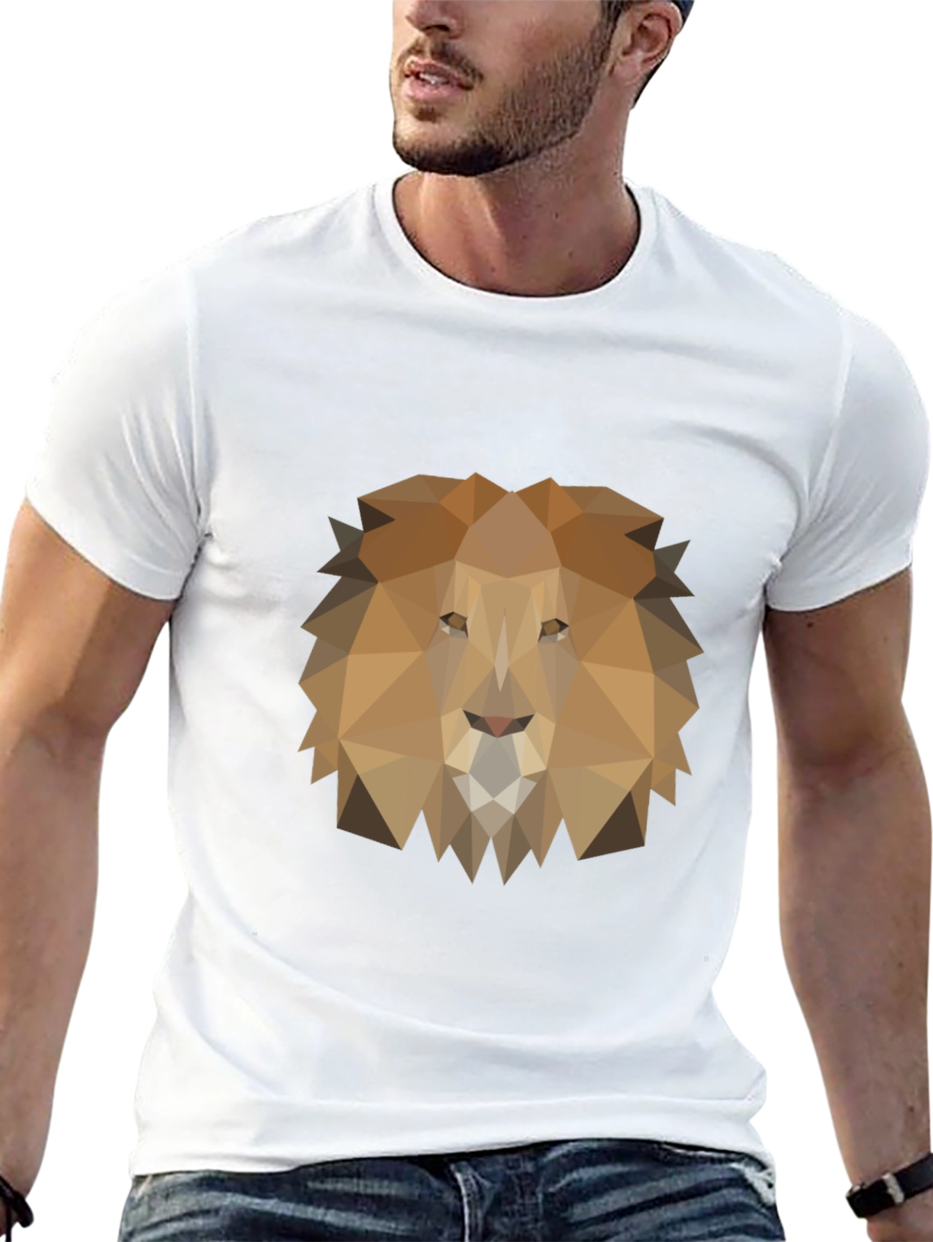 Geometric Lion Graphic Tee - Modern Style
