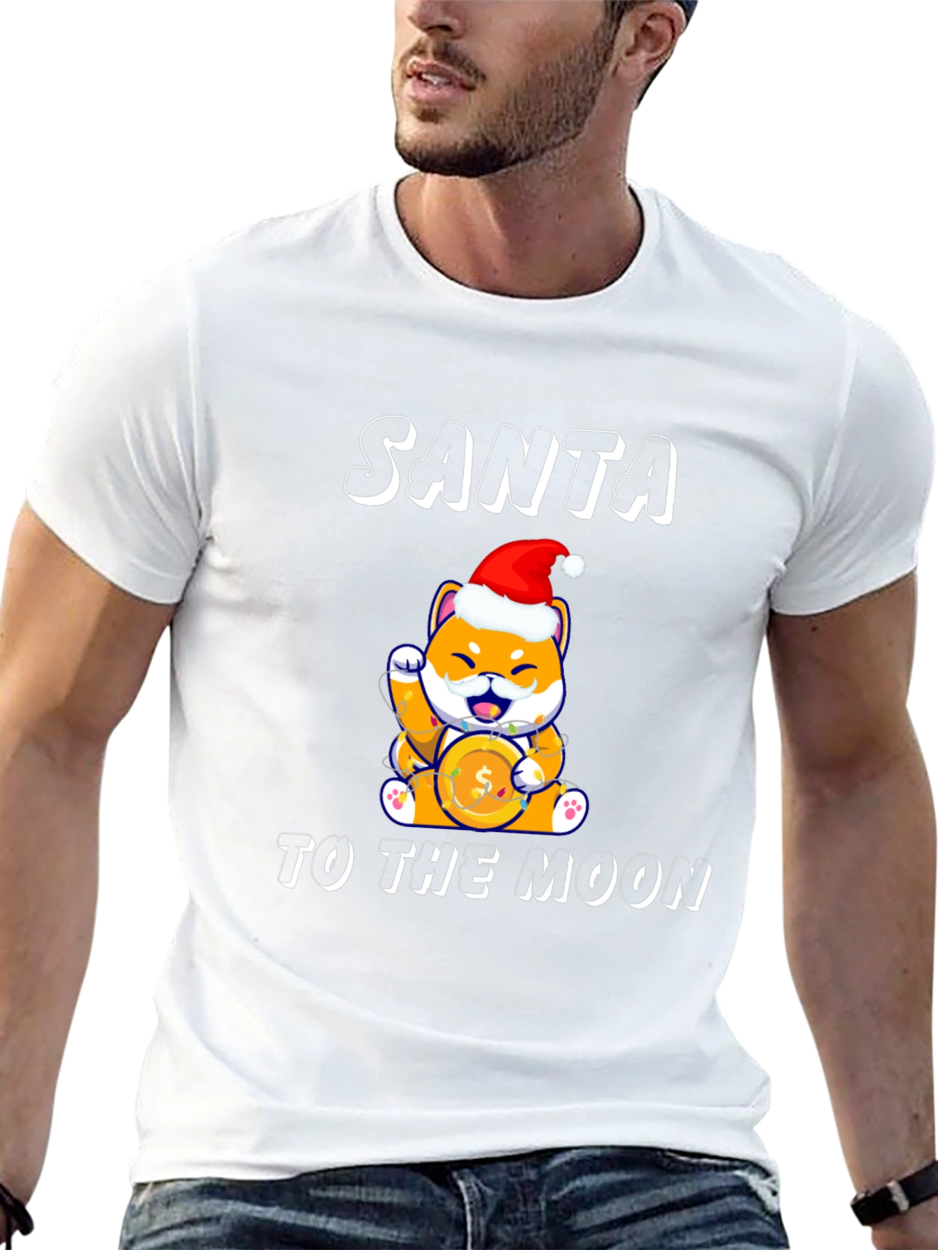Santa Shiba Inu Doge To The Moon T-Shirt